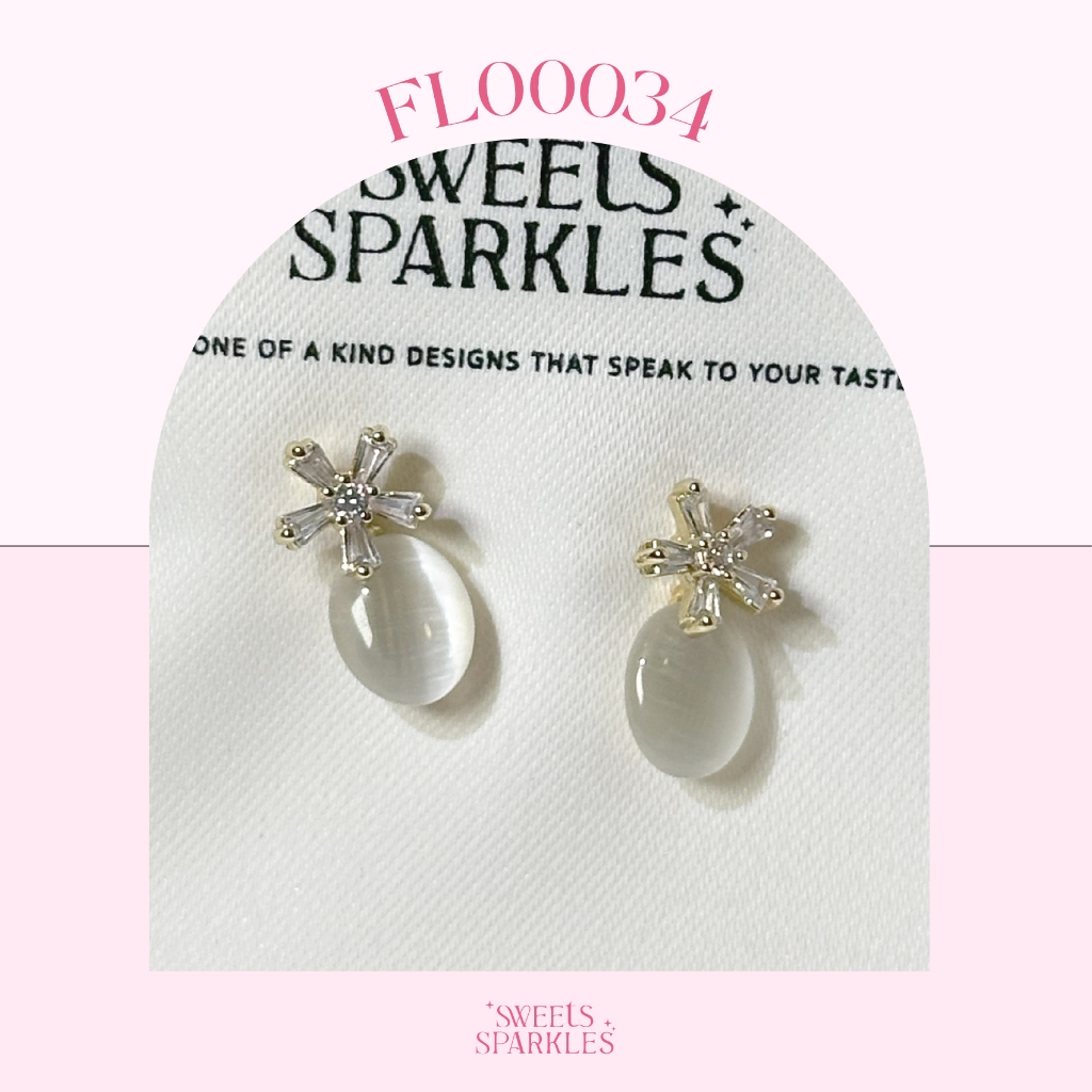 ส่งฟรี!! Sweetssparkles ต่างหู สไตล์เกาหลี ก้านเงิน𝑆𝑖𝑙𝑣𝑒𝑟 92.5%  ต่างหูมุก Earring Fashion FL00034