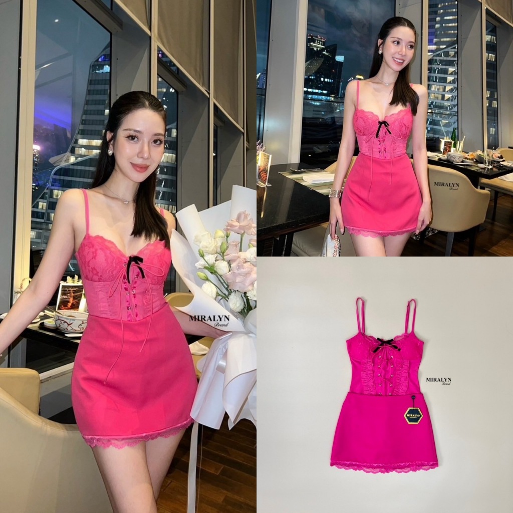 Miralyn Set 2 ชิ้น สายเดี่ยวจั้มผ้าซีทรูเนื้อหนาสายปรับได้งานสวยแซ่บเซ็กซี