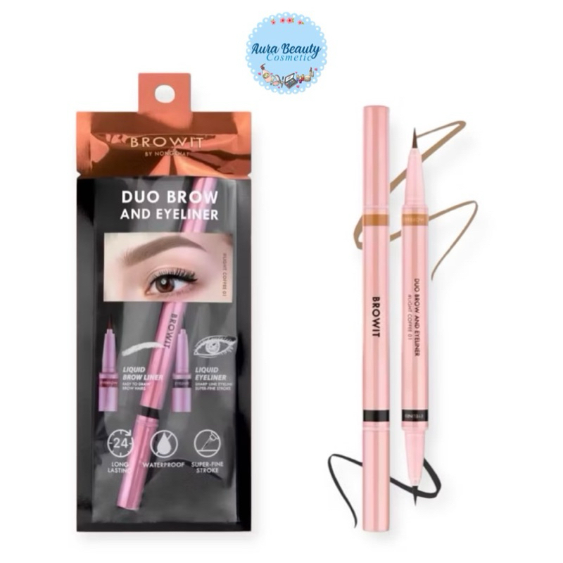 ดินสอเขียนคิ้ว+อายไลน์เนอร์ ในแท่งเดียว บราวอิท น้องฉัตร Browit Duo Brow And Eyeliner 0.35ml + 0.2ml