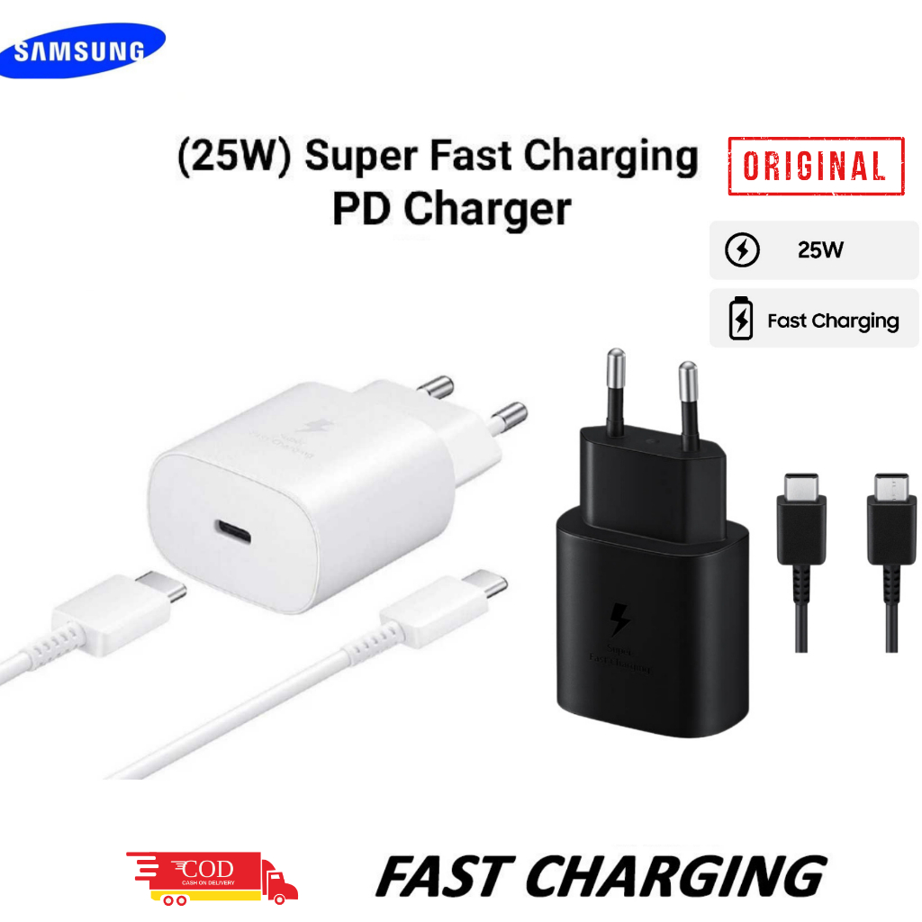 สายชาร์จพร้อมหัวชาร์จ SAMSUNG 25W PD Type C to Type C Original 100% Fast Charging A05 A05S A34 A54 M