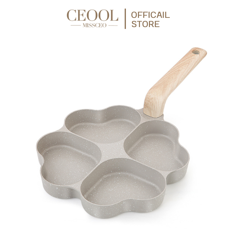 CEOOL กระทะทอดไข่4หลุม ใช้ทอดไข่ดาว ทอดแฮม ทำอาหารไม่ติด เคลือบสาร Non-Stick สามารถใช้กับเตาแม่เหล็กไฟฟ้า C0127