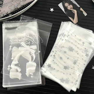 พร้อมส่ง💫ถุงฝากาวแพคการ์ด 50ชิ้น ลายผูกโบว์ ดาว ใส่โฟโต้การ์ด สินค้า สวยมาก ขนาด8*10cm