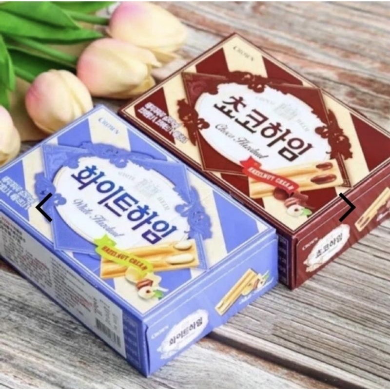 เวเฟอร์สอดไส้จากเกาหลี Crown Hazelnut Wafer Choco Heim | White Heim