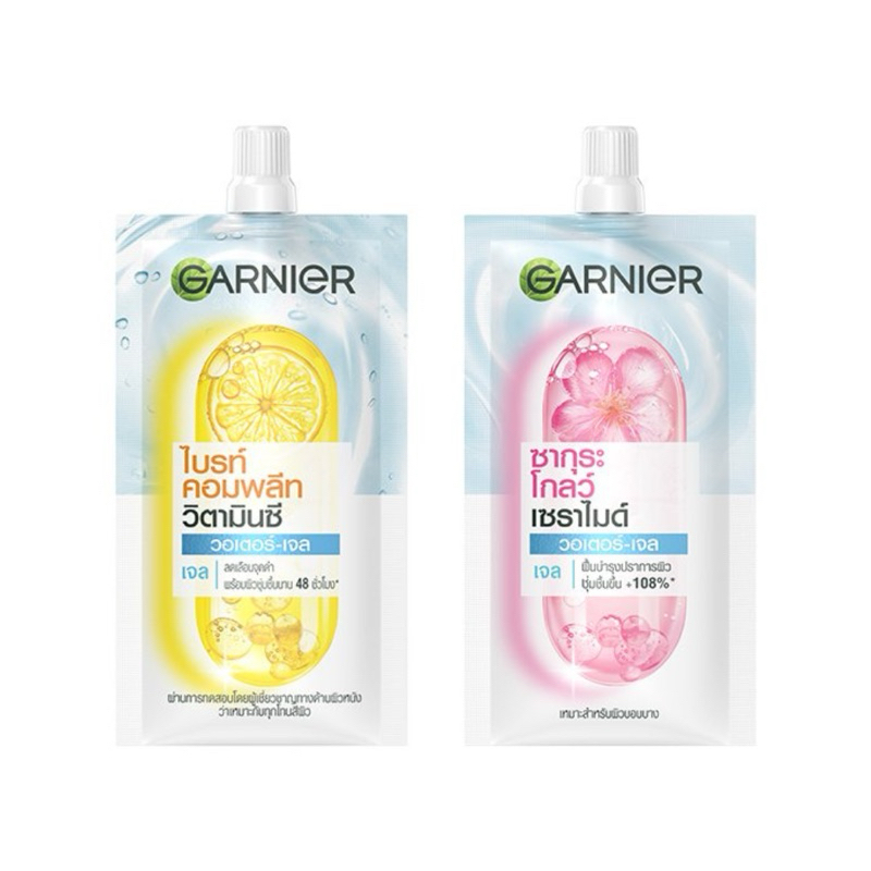 Garnier การ์นิเย่ บำรุงผิวหน้า วอเตอร์เจล ไบร์ทคอมพลีท ซากุระโกลว์ 7มล