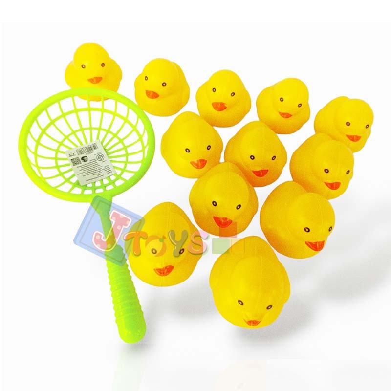 ของเล่นในอ่างอาบน้ำ เป็ด 12 ตัว พร้อมตะแกรงช้อน ของเล่นเสริมพัฒนาการ