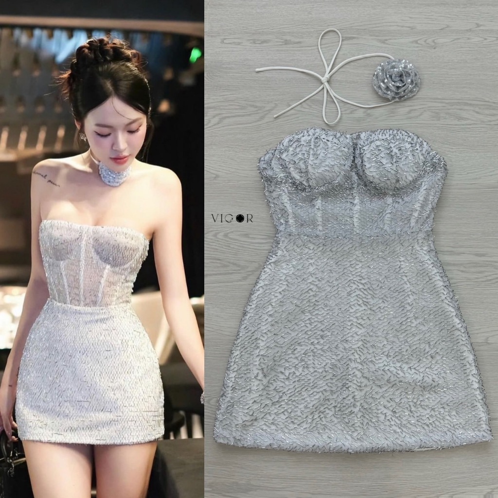 VIGOR DRESSเกาะอกมีโชว์ให้ในตัวกระโปรงทรงเอ(*สอบถามสต๊อกก่อนกดสั่งน๊า)