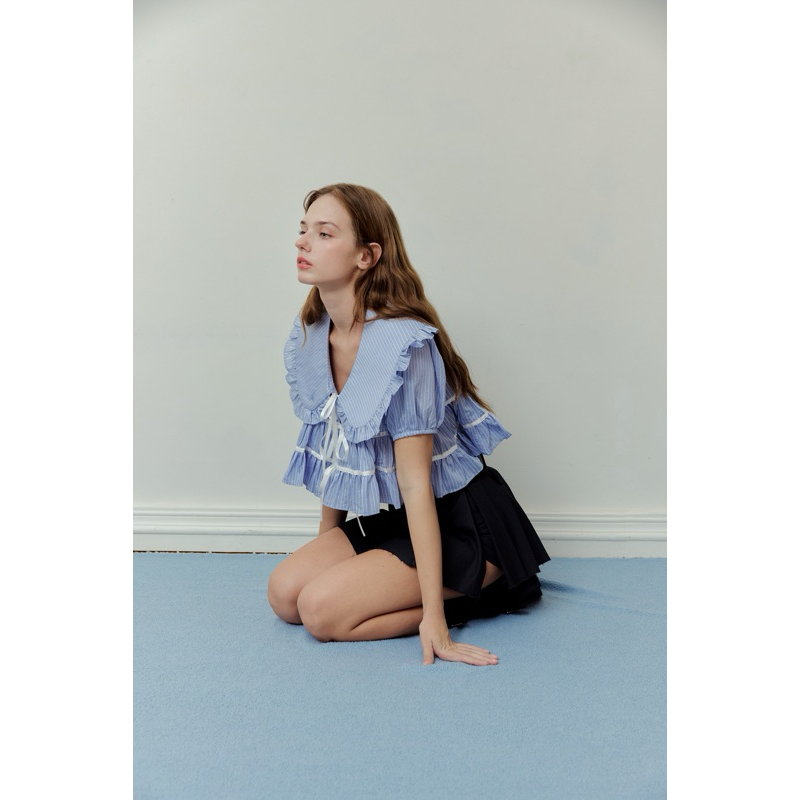 Summerry - short sleeves ruffle collar tops