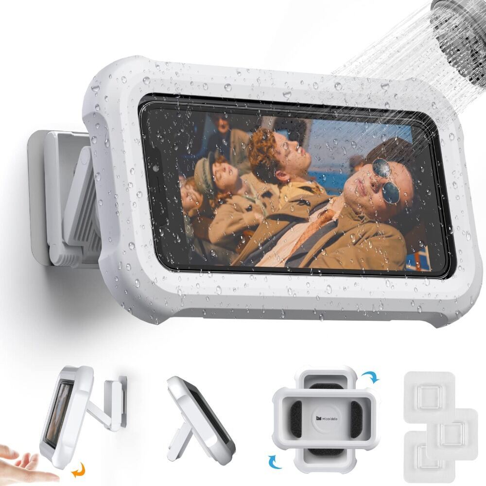 ที่วางโทรศัพท์มือถือ กันน้ํา พร้อม 360° ที่วางโทรศัพท์ แบบติดผนัง หมุนได้ ปรับได้ สําหรับห้องน้ํา ห้องครัว