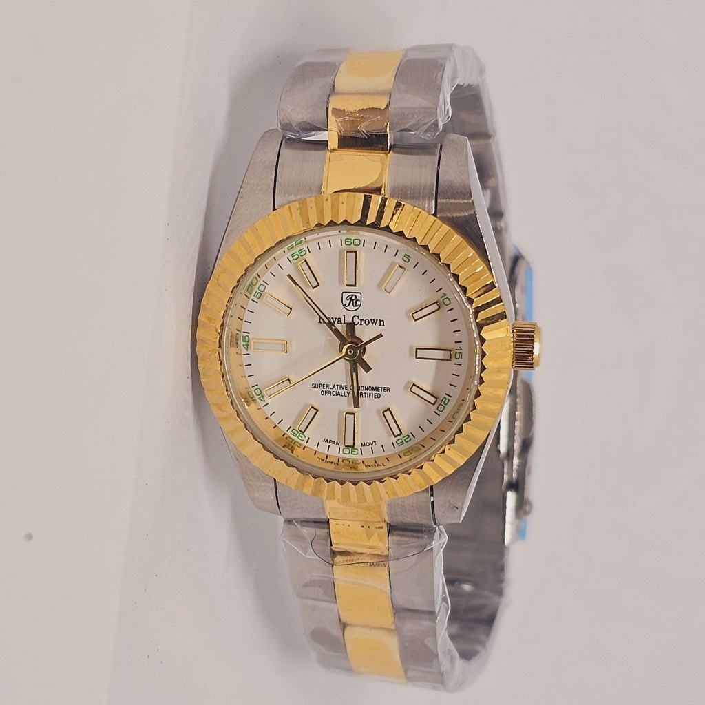 Royal Crown 3662L หน้าปัดทอง [ Royal Crown Official Store รับประกันศูนย์ 1 ปี ]