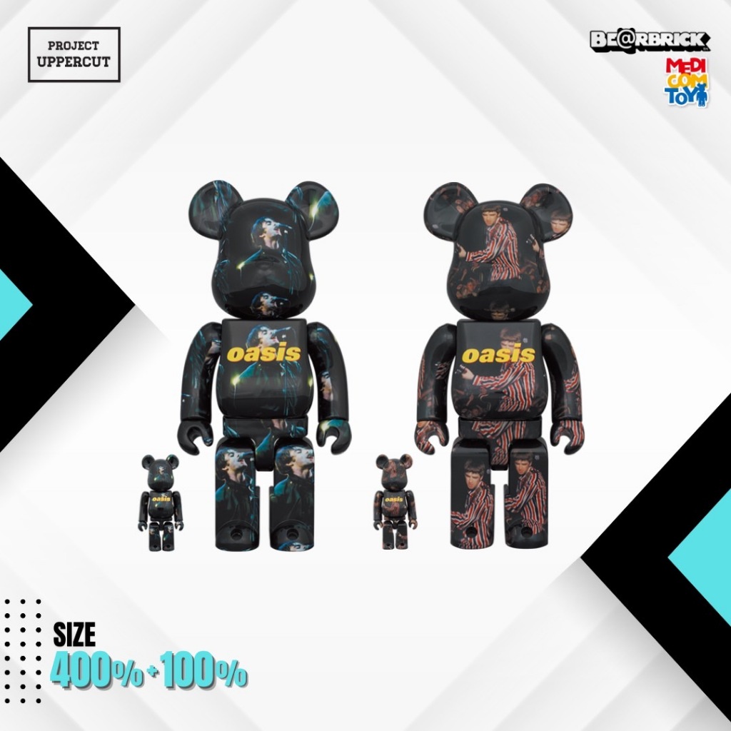 BE@RBRICK 400%+100% (Set คู่) OASIS : KNEBWORTH 1996 - Liam Gallagher & Noel Gallagher [New]