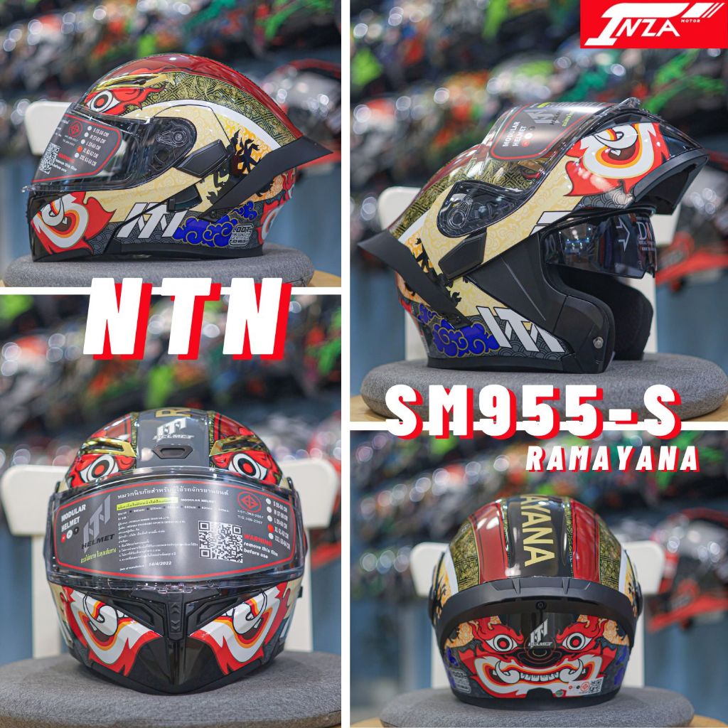 (ล้างสต๊อค) NTN HELMETS รุ่น SM955-S Ramayana หมวกกันน็อคเปิดคาง มีแว่นด้านใน 2 ชั้น