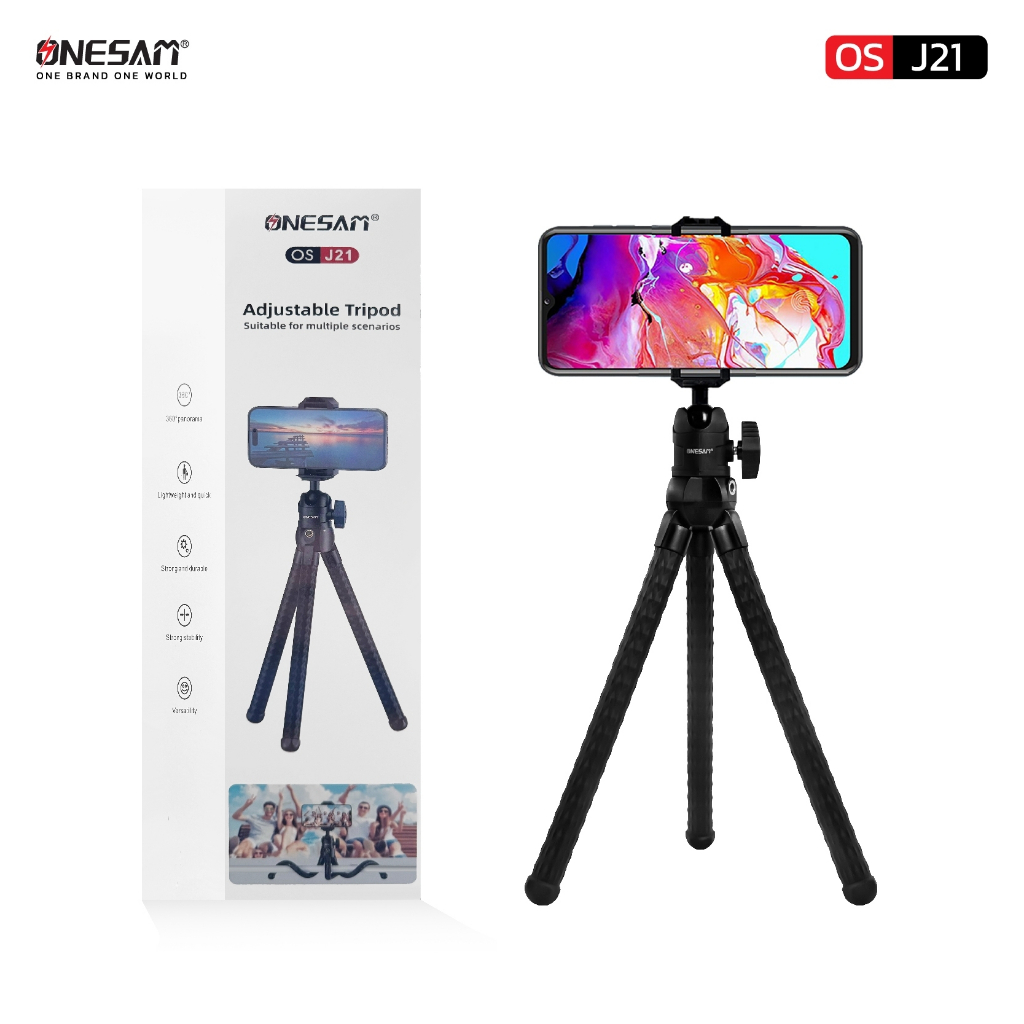ONESAM  OS-J21   Tripod 2 in 1 Foldable Clip Magic Arm Quick Release Plate