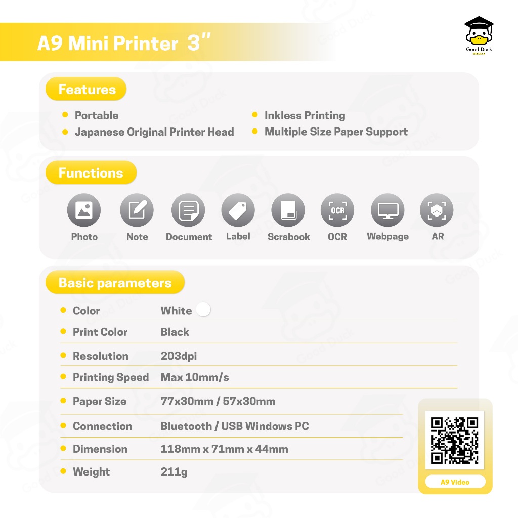 Peripage A9 เครื่องปริ้นพกพา เครื่องปริ้นท์ไร้สาย ปริ้นใบปะหน้า Shopee ไม่ใช้หมึก Mini Printer ราคา ถูกที่สุด ดีลบีเคเค แกลเลอรีภาพที่ 9