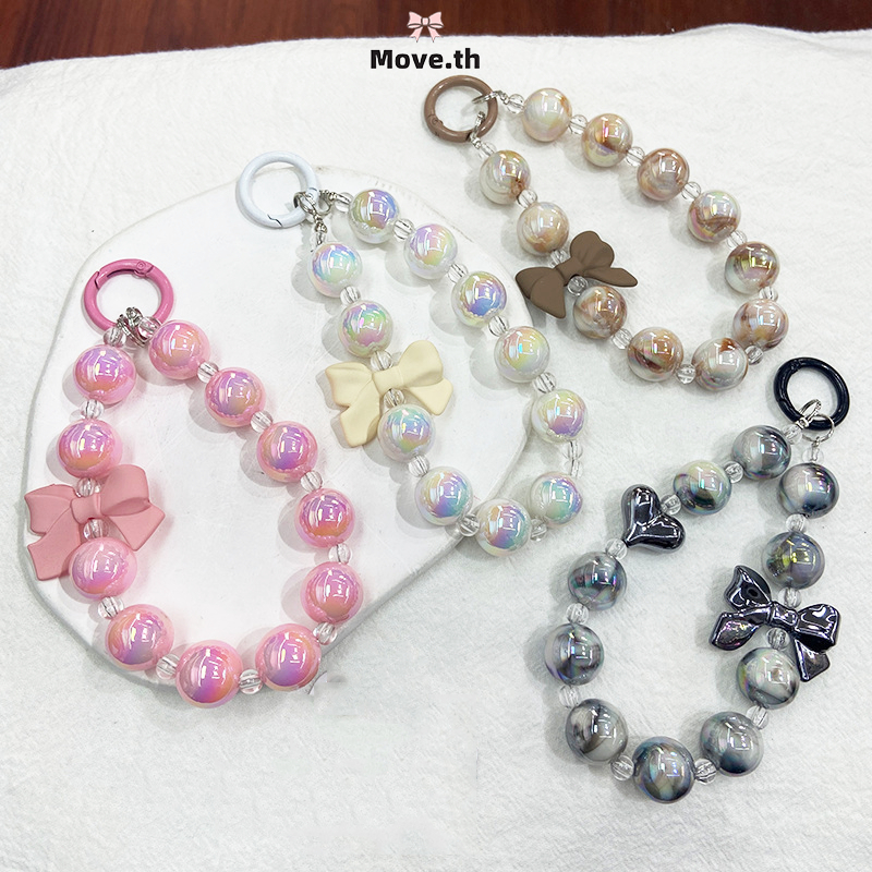 ในไทย-พร้อมส่ง พวงกุญแจ ประดับโบว์ ประดับลูกปัด สีแคนดี้ ละเอียดอ่อน น่ารักหวาน สไตล์เกาหลี นักเรียนสำหรับผู้หญิง-Move