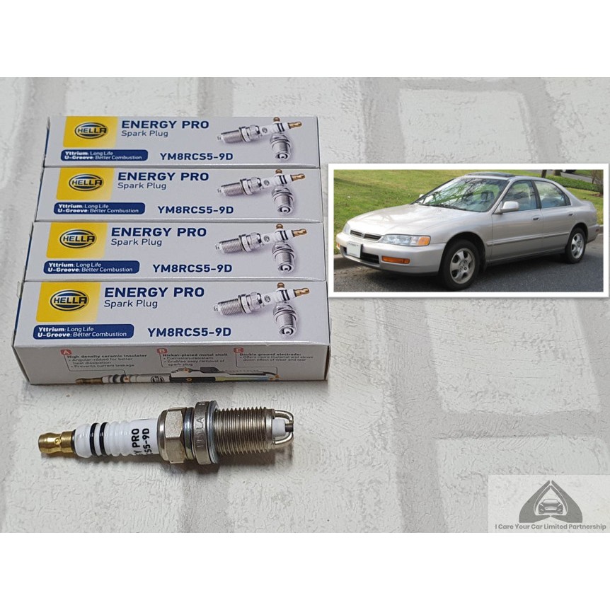 หัวเทียน Honda Accord Gen 5 ชุด 4 หัว / 10 หัว ชนิดยิธเทรียม ระยะการใช้งาน 40,000 กม : Hella YM8RCS5