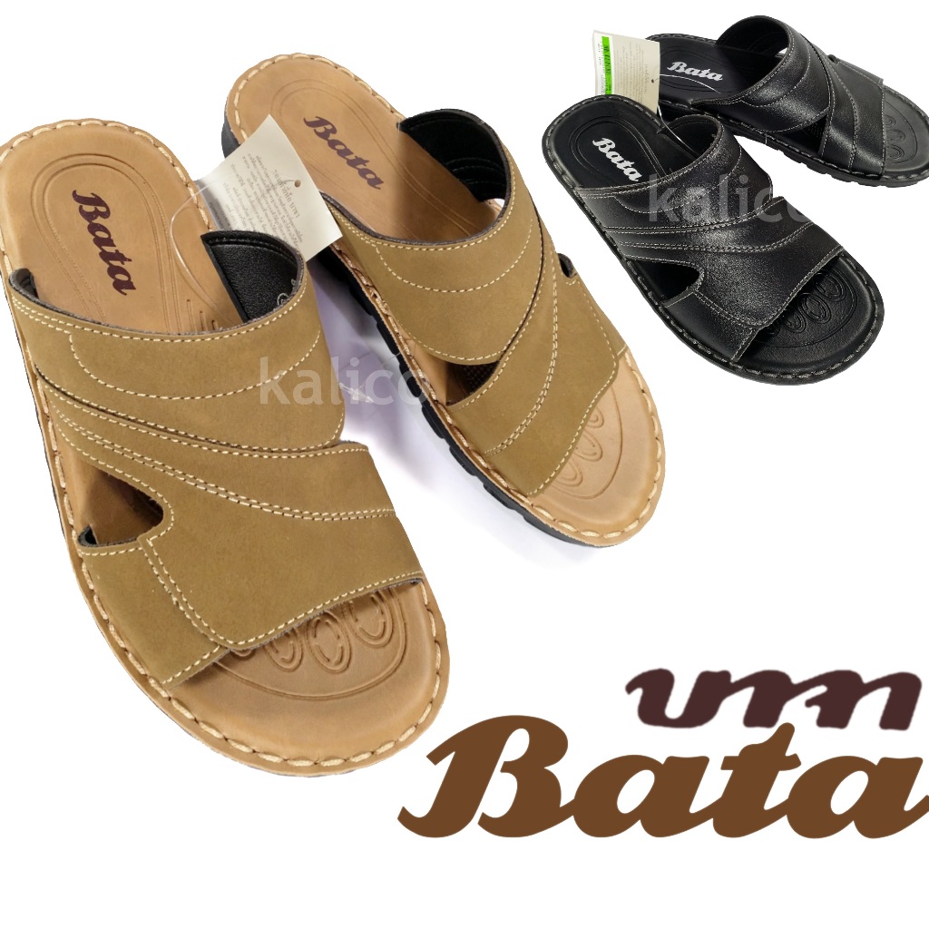 Bata รองเท้าแตะผู้ชาย บาจา แบบสวม สีดำ น้ำตาล 4305 6305