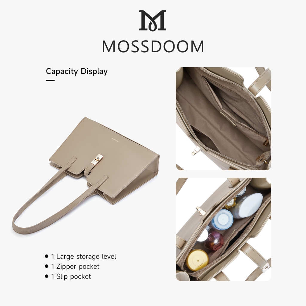 MOSSDOOM Elaura bag กระเป๋าคล้องไหล่สำหรับผู้หญิง ทรงคลาสสิก จุของได้เยอะ 4สี(เทา,ขาว,แอปริคอท,ดำ)