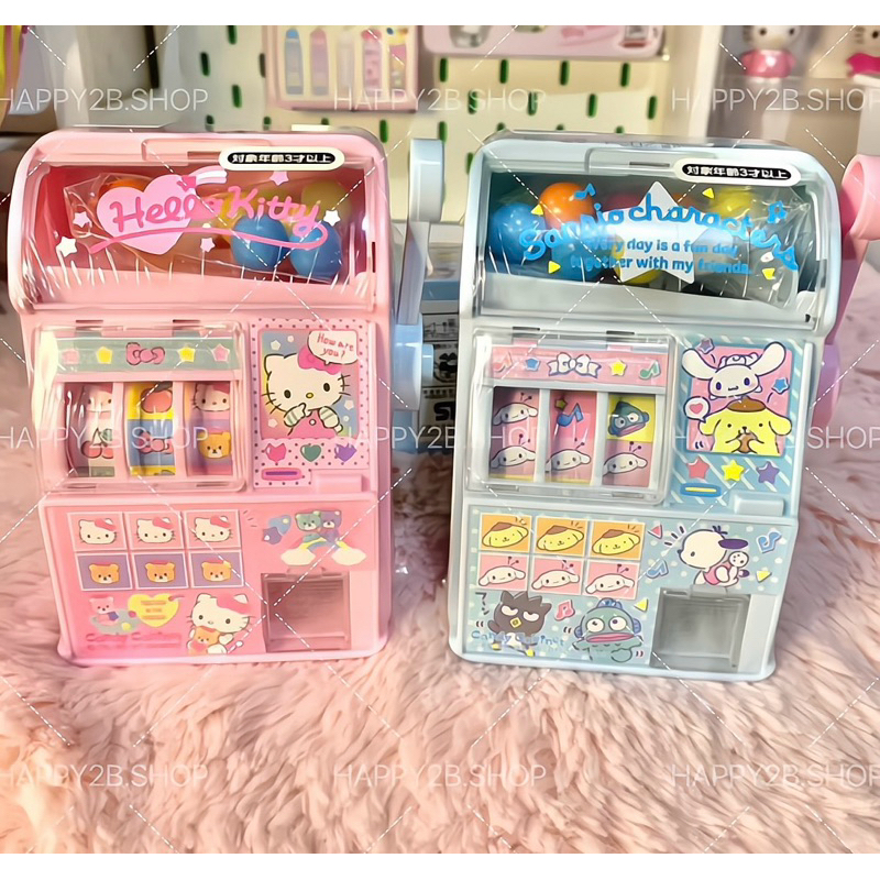[พร้อมส่ง ] ตู้มินิสลอตซานริโอ้ หมุนได้จริง มีลูกอมด้านใน Sanrio Mini Slot gum ของเเท้หิ้วจากช็อปซานริโอ้ Japan