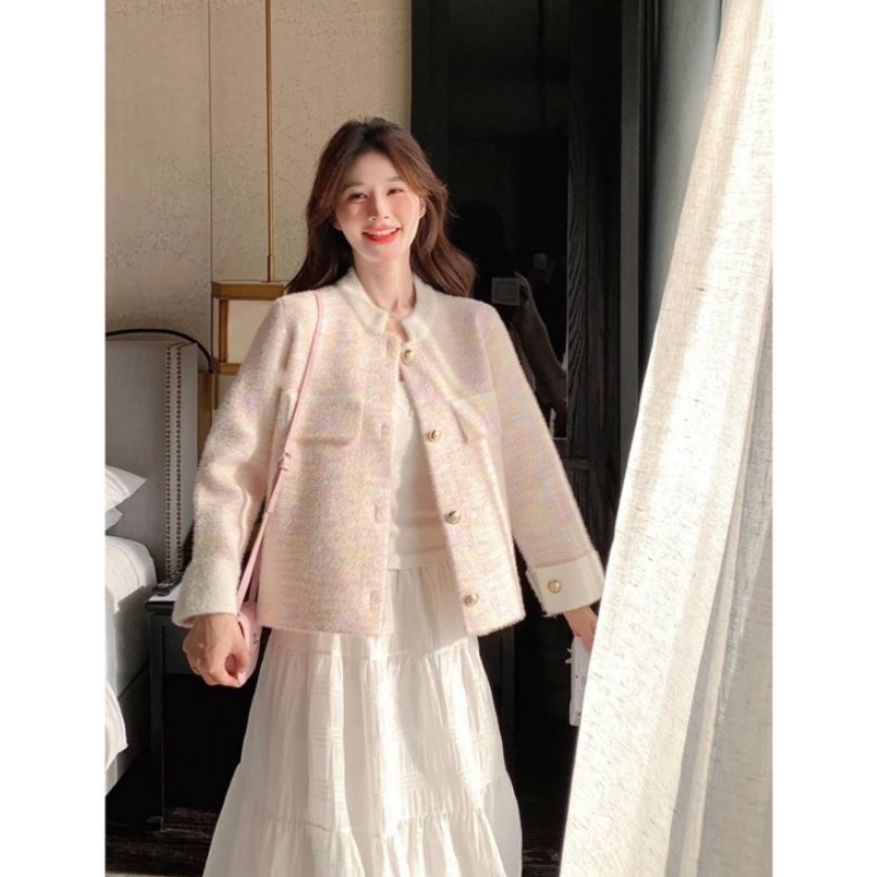 เสื้อคลุมคาร์ดิแกนคอจีนโทนสีพาล สไตล์หวานน่ารัก