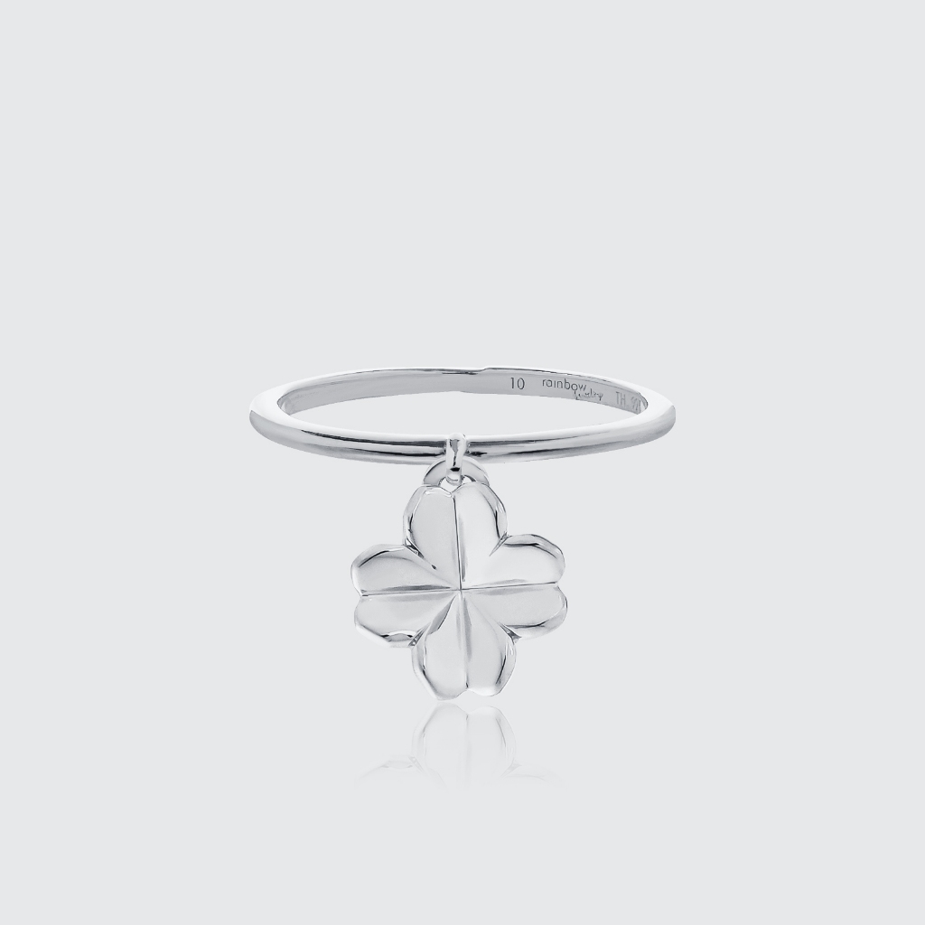 ORIGAMI LUCKY RING แหวนห้อยจี้ลายกระดาษพับ สัญลักษณ์แห่งความโชคดี และ ความสุข 13 ลาย สี White Gold