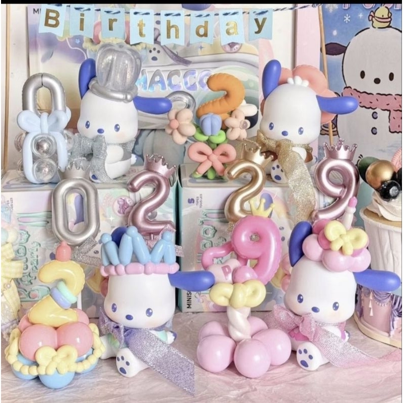 [เลือกตัว-แบบสุ่ม]กล่องสุ่มSanrio blind box MINISO Pochacco Balloon Party โมเดลSanrioแบบสุ่ม