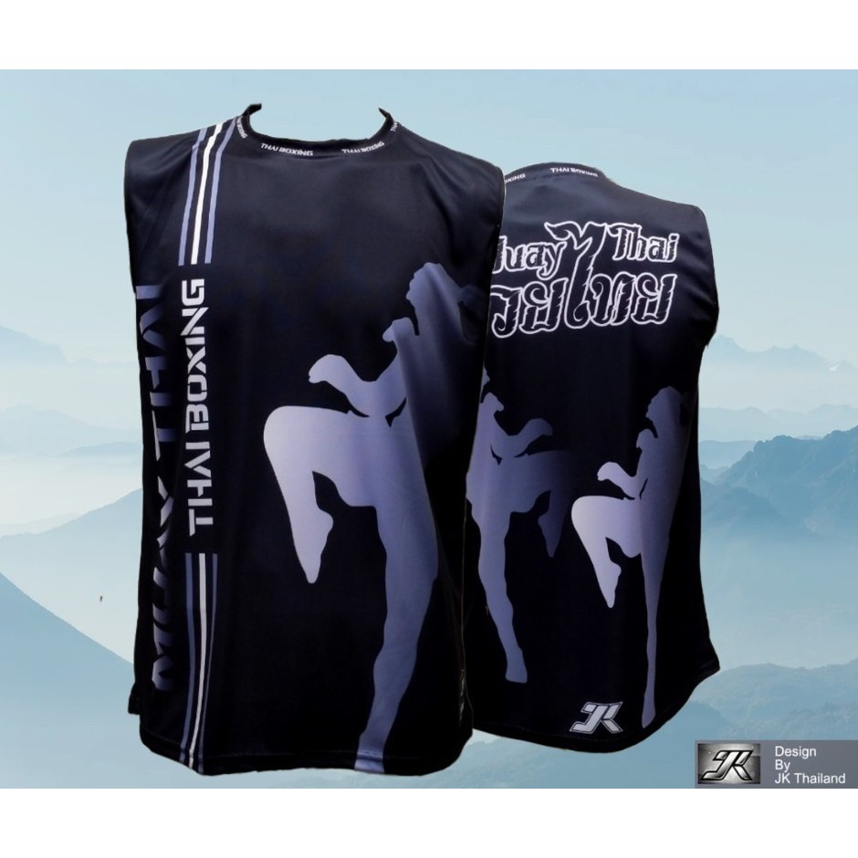 เสื้อคอกลมแขนกุด MUAY THAI มวยไทย V1  ป้องกันรังสี UV 80% แห้งเร็ว ใส่สบาย ชาย หญิง