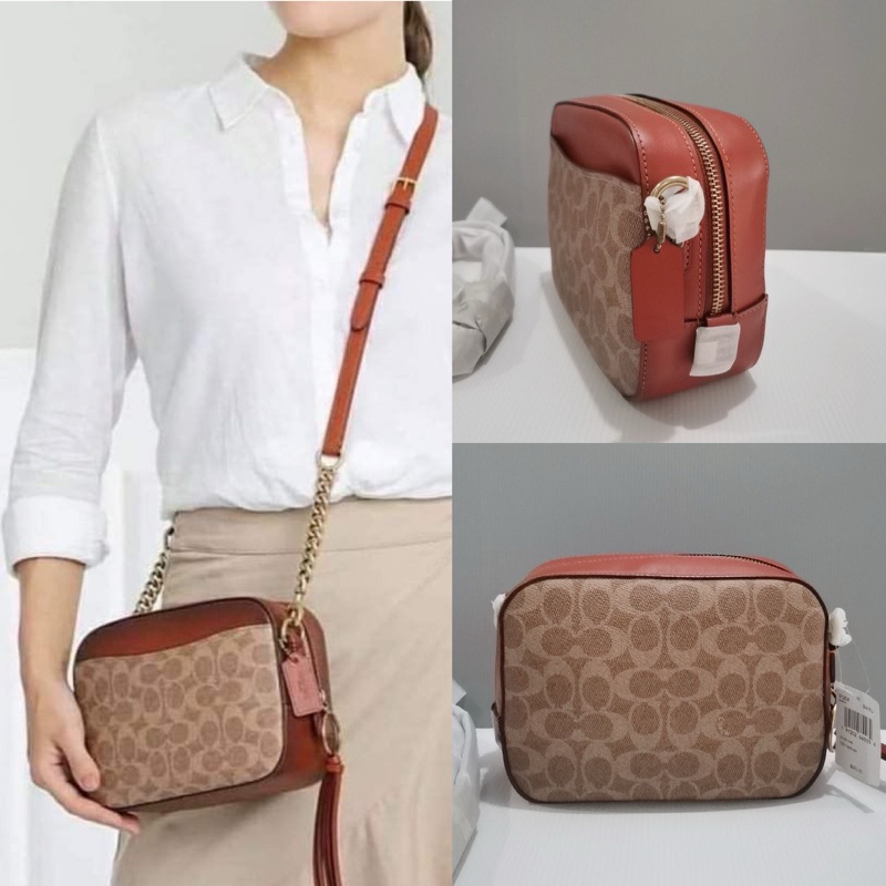 AD🎀 (สด-ผ่อน) กระเป๋า 31208 CAMERA BAG IN SIGNATURE CANVAS  Rust