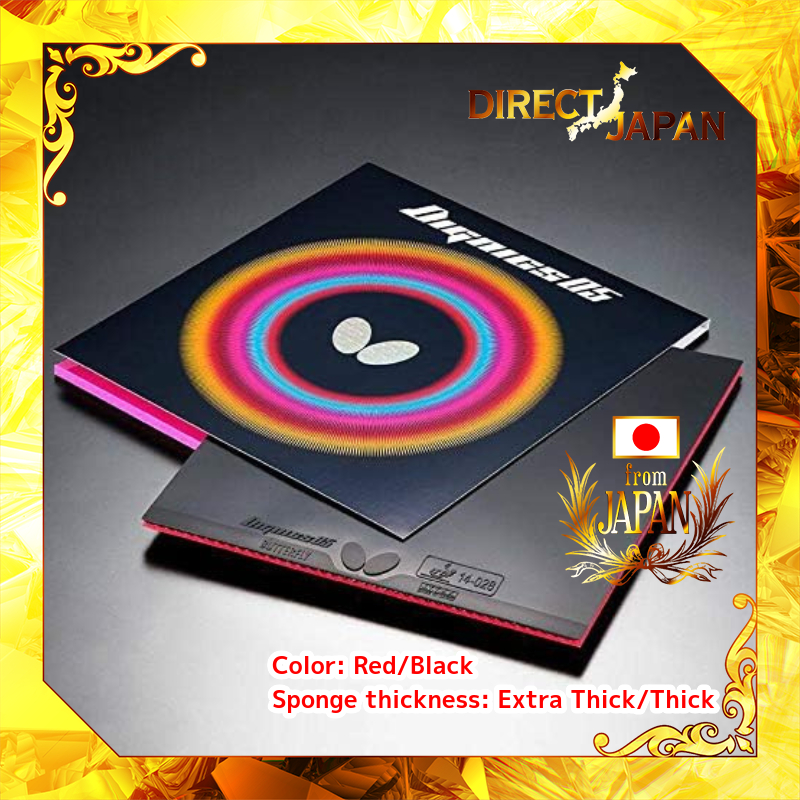 Butterfly Table Tennis 14-028 Red/Black Extra Thick/Thick Dignics 05 High Tension Back Rubber 06040