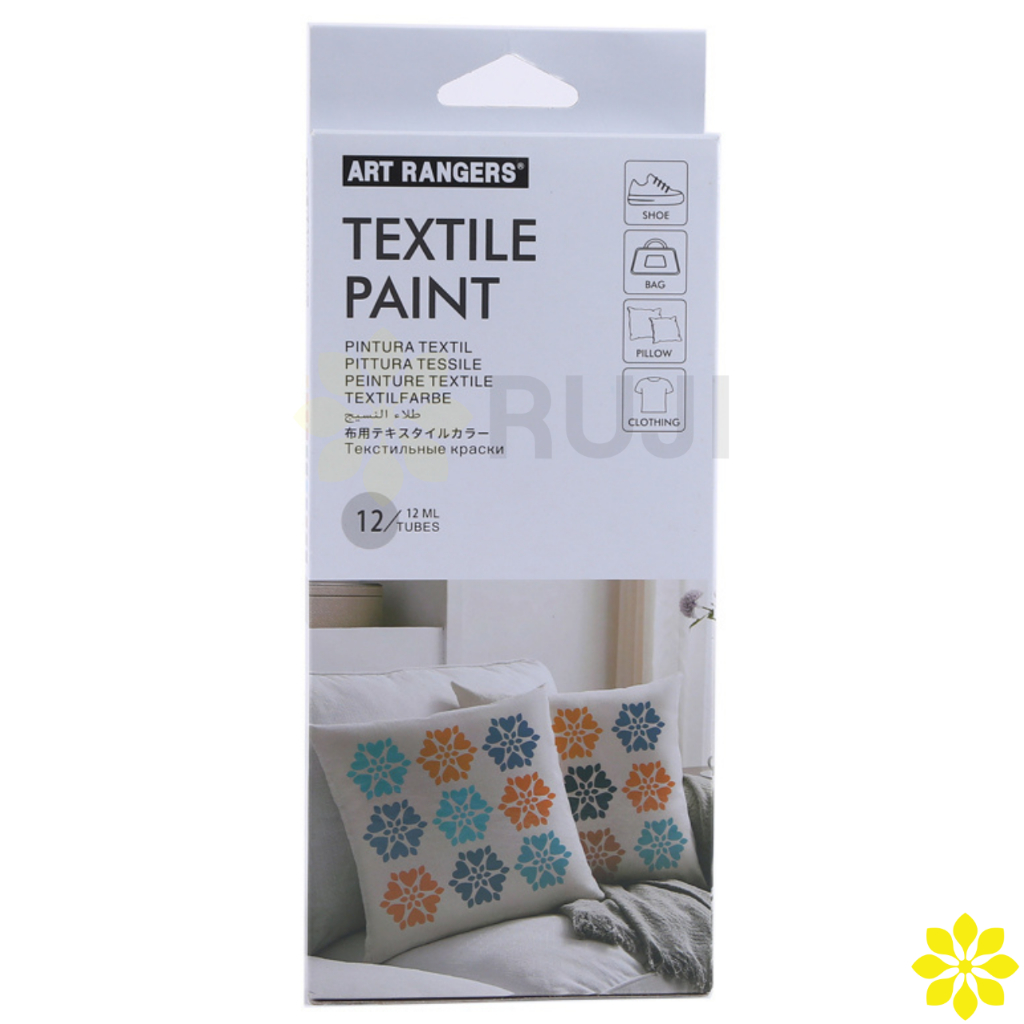 ART RANGERS 12012.A TEXTILE PAINT 12 สี ชุดสีเพ้นท์ผ้า Fabric Paint เพ้นท์ผ้า รองเท้า เพ้นท์ อเนกประ