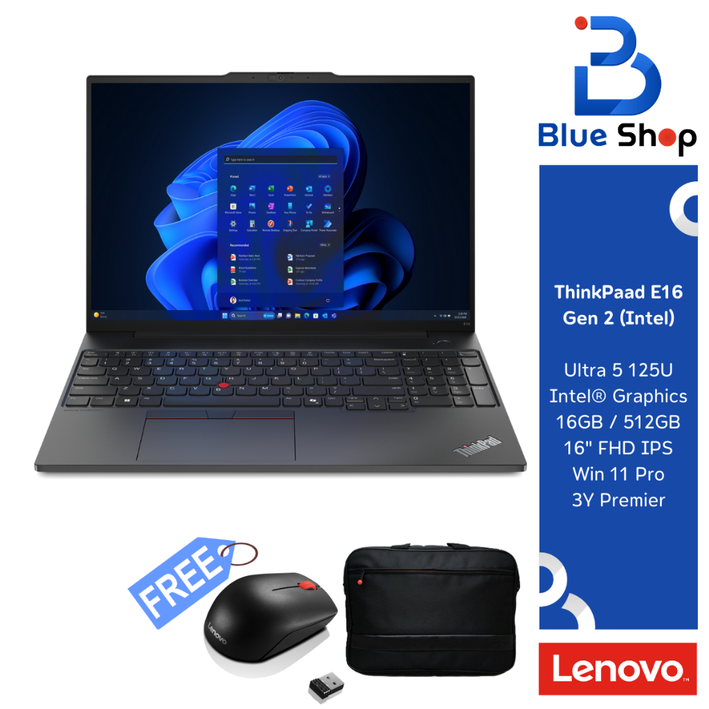 Lenovo ThinkPad E16 Gen 2 สเปค Ultra 5 125U โน้ตบุ๊คทนทานสำหรับมืออาชีพ 21MA0096TH