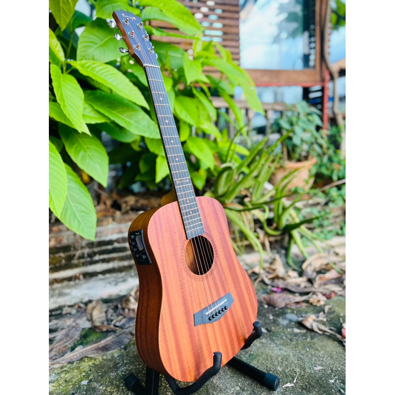 Enya baby EB01กีต้าร์ตัวเล็กพกพา ขนาด34นิ้วภาคไฟฟ้าEnya klt1ตัวใหญ่Port XLRต่อเพื่อให้สัญญาณเต็มกระเป๋าสีเทาขอบส้มคู่ตัว