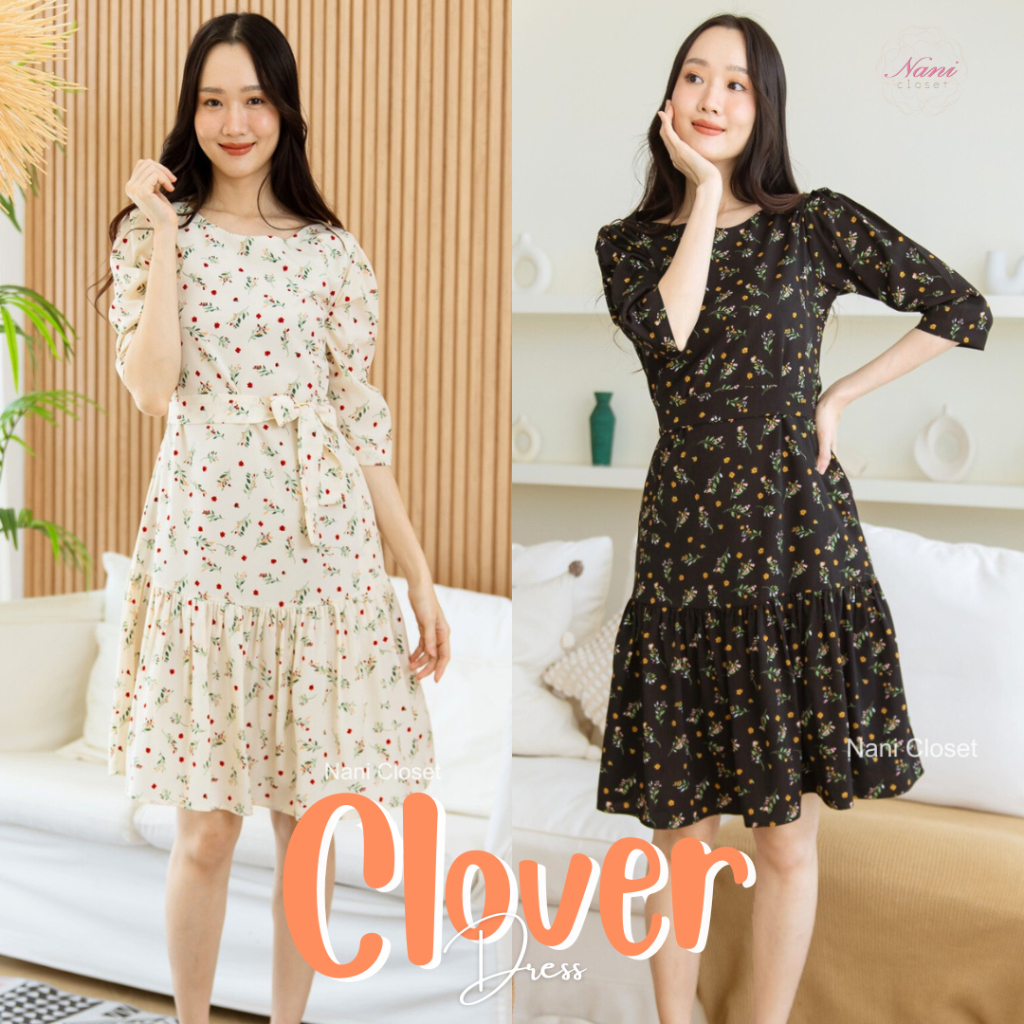 Clover Dress เดรสทำงาน ไม่ต้องรีด ละมุนมาก กระโปรงเรเยอร์ระบาย โบว์เอวแยกชิ้น ซับในทั้งชุด