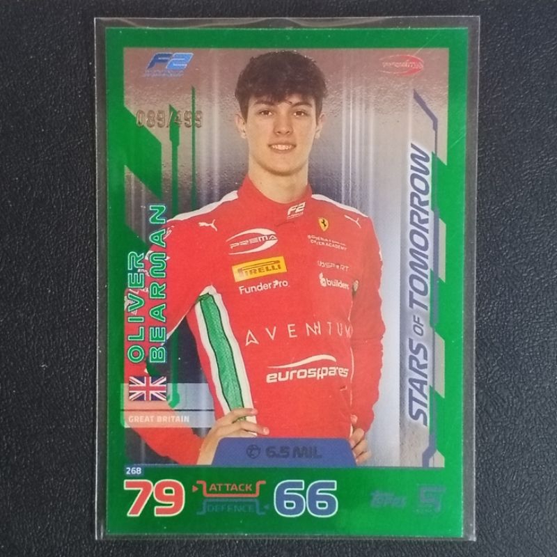 การ์ดเทอร์โบ แอทแทค 2024 O.BEARMAN ใบรัน /499 GREEN FOIL TOPPS TURBO ATTAX 2024 FORMULA 1 TRADING CA