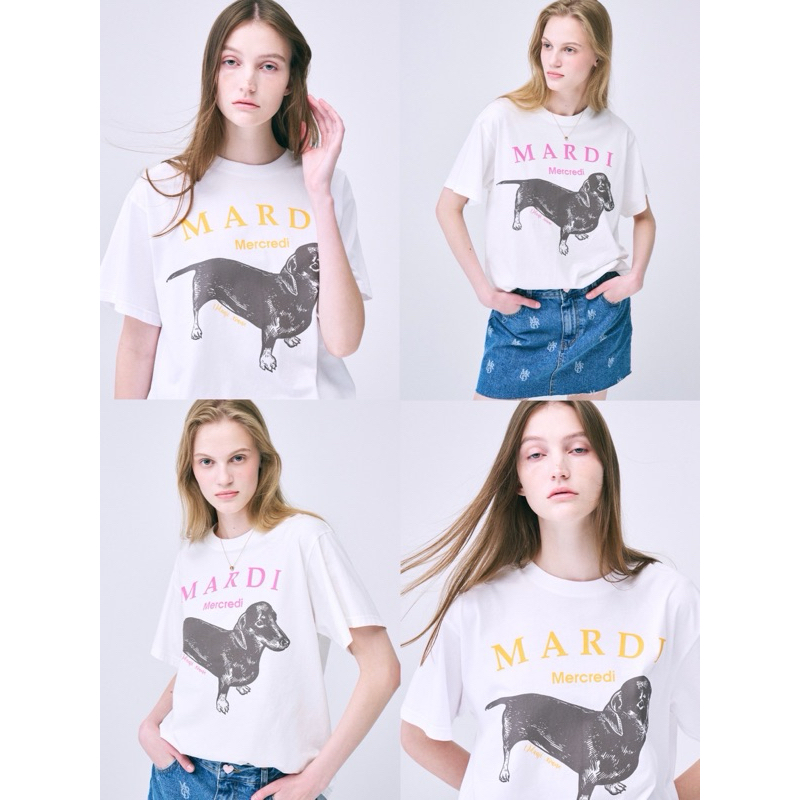 Mardi x dog logo T-shirt เสื้อยืดคอกลมแขนสั้นแบรนด์ ลายโลโก้แบรนด์เกาหลีสุดฮิต