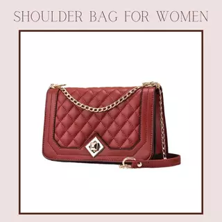กระเป๋าสะพายข้าง สายโซ่ ลำลองเรียบง่าย หนังพียู คุณภาพ Shoulder Bag สำหรับสตรี จุใส่ของได้เยอะ แมทช์ได้ทุกลุค