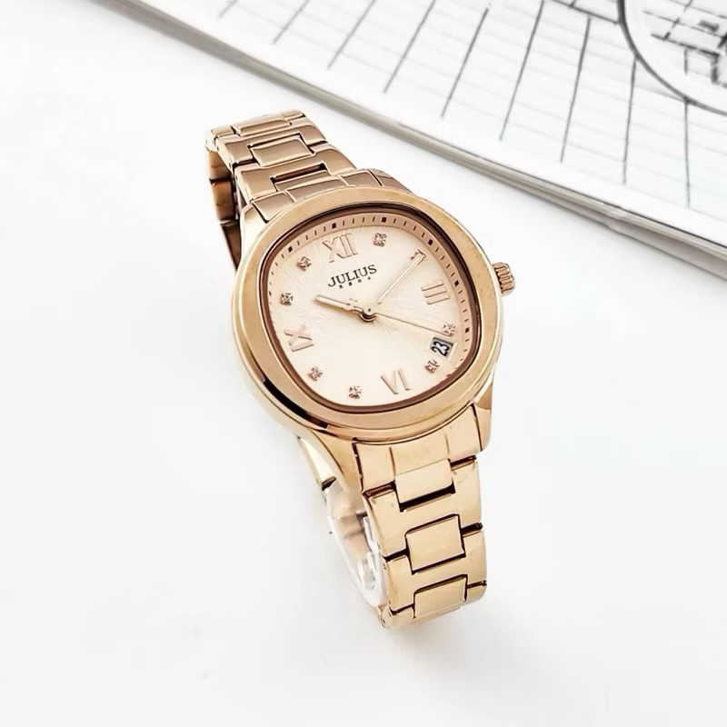 นาฬิกาผู้หญิง Julius  รุ่น JA-1463 สไตส์เกาหลี ตัวเลขโรมัน ประดับเพชร สายสแตนเลท สวย ใส่ง่าย อุปกรณ์ครบ✅