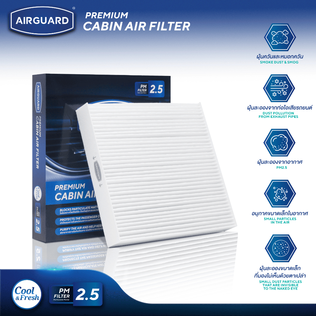 [PM2.5] AIRGUARD กรองแอร์ HONDA BRIO, AMAZE, BR-V, MOBILIO