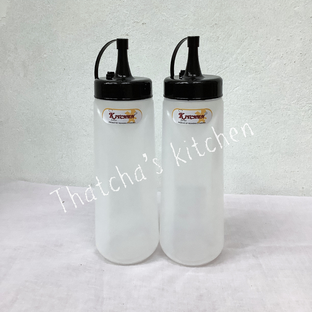 ( RW.9516 ) ขวดซอสคอวีฝารุ่นพักจุก 750 ml. บรรจุ 2 ชิ้น สีขาว ตรา REANGWA STANDARD