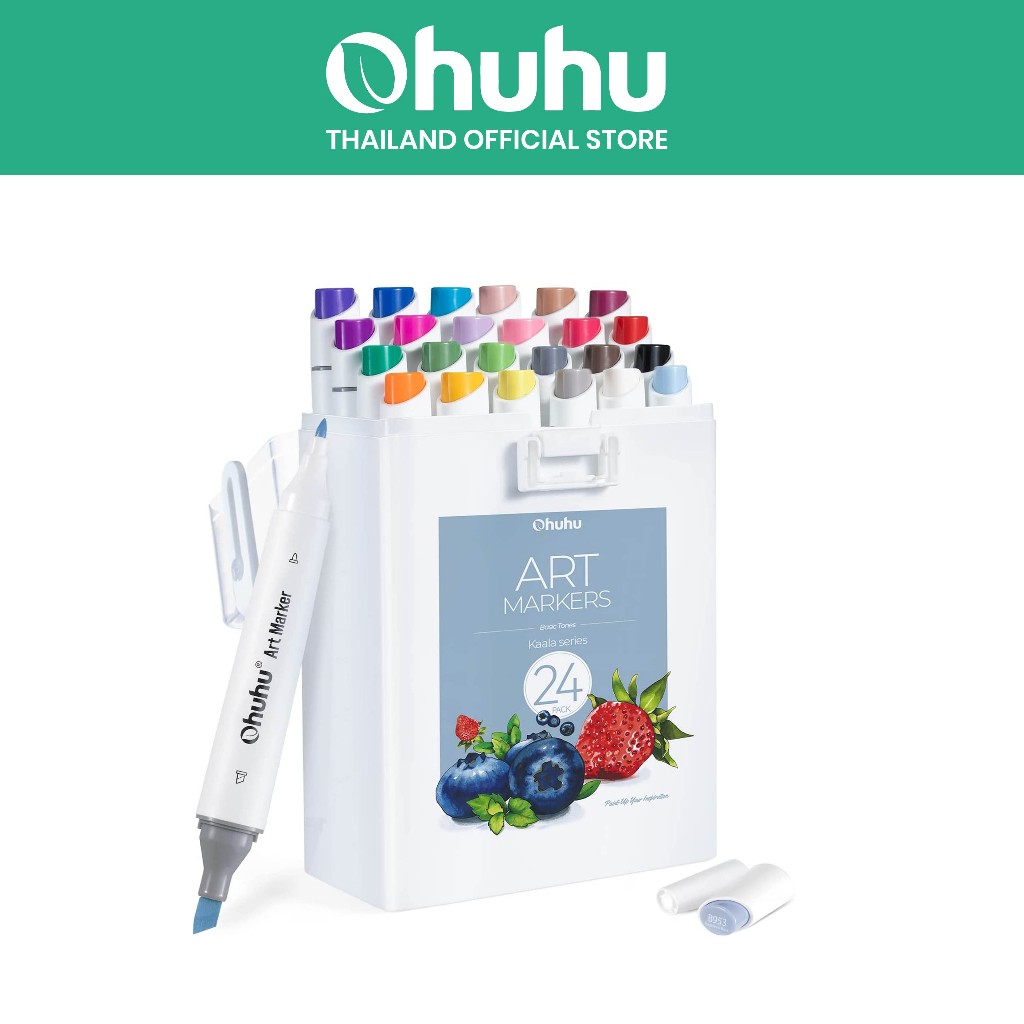 FOLIO ART : ปากกามาร์คเกอร์ Ohuhu เซต Classic 24 colors (Kaala Series) BROAD & FINE TIPS รหัส 90314