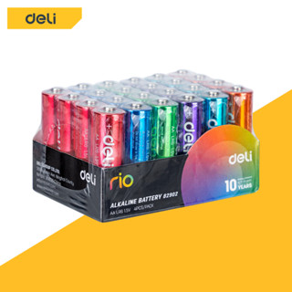 Deli ถ่านอัลคาไลน์ AA ถ่านไฟฉายอัลคาไลน์ AAA  24ก้อน สีรุ้ง …