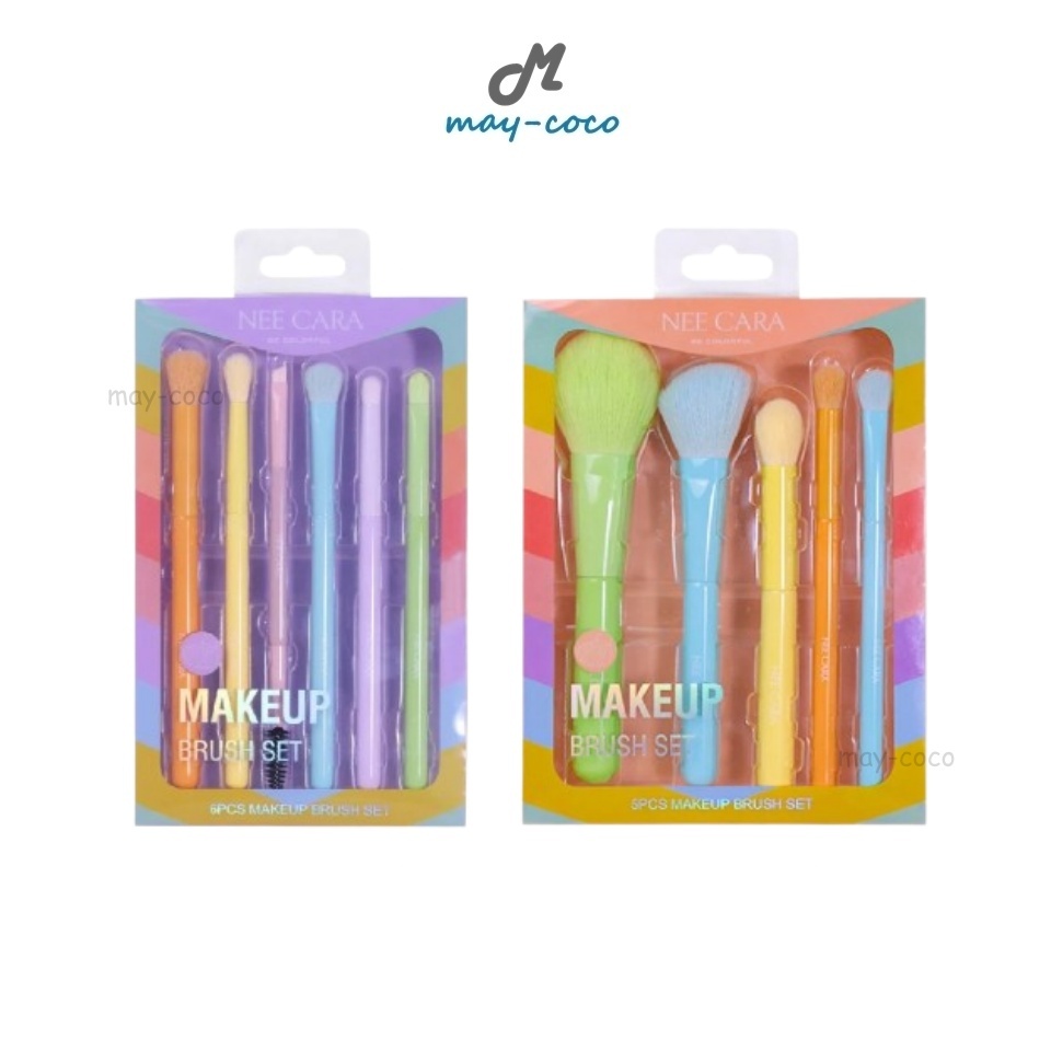 ถูก/แท้/มีไลฟ์ เซตแปรง แต่งหน้า Nee Cara Makeup Brush Set แปรงสายรุ้ง แปรงแต่งหน้า ขนแปรงนุ่ม ไม่บาดผิว สีสดใส น่ารัก
