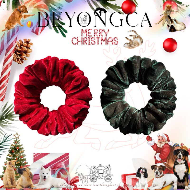 Beyongca Scrunchies รุ่น Velvet คริสมาสต์ ตรุษจีน ผ้ากำมะหยี่ มีให้เลือก 5 สี ยางรัดผมโดนัท ลิขสิทธิ์แท้ Christmas