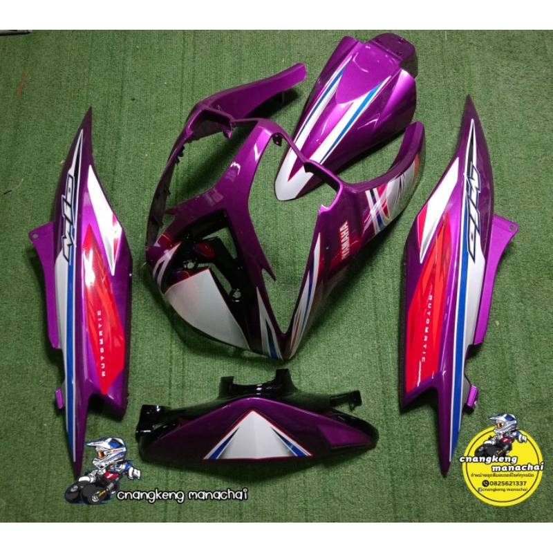 ชุดสี Mio มีโอ 115 ตาคู่ สี ม่วงมุกชมพู ตัด ดำ พร้อมติดลาย5ชิ้น ลูกค้าสามารถเลือกสีและลายได้ทักแชทได้เลย