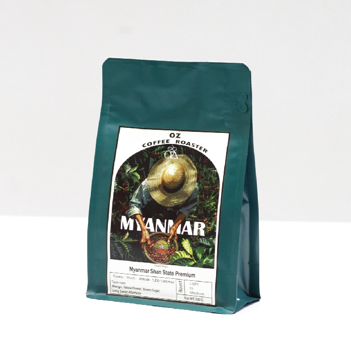 Myanmar เมล็ดกาแฟ Single origin คั่วกลางค่อนอ่อน Oz Coffee Roaster Shop ขนาด 200 กรัม