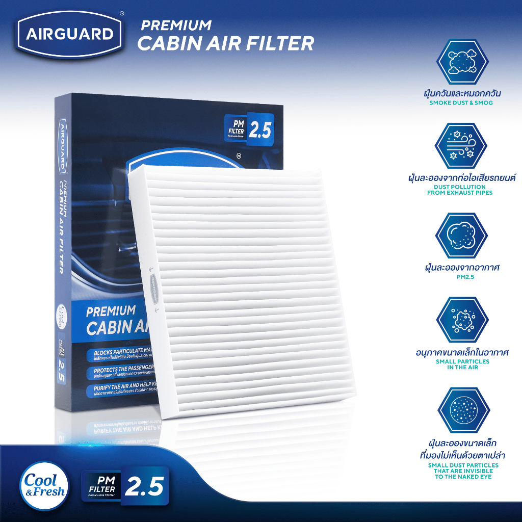 [PM2.5] AIRGUARD กรองแอร์ MG EP