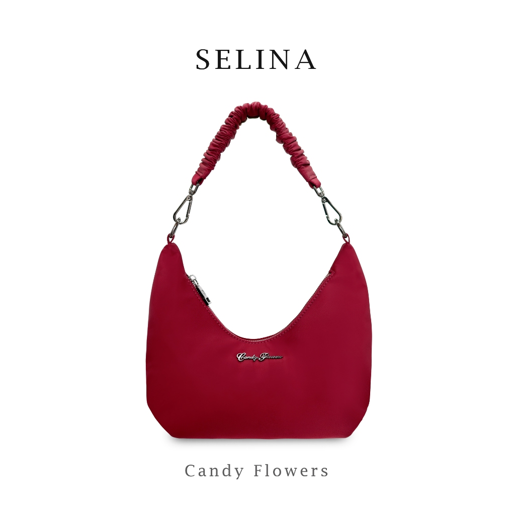 Candy Flowers กระเป๋าผ้าไนลอนที่เงาและสวยที่สุด รุ่น Selina ทรงเกี๊ยว น่ารัก ช่องใช้งานมากถึง 11 ช่อง พร้อมช่องใส่บัตร