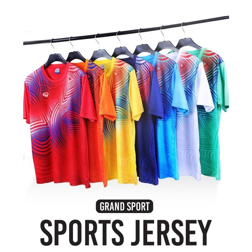 GRAND SPORT เสื้อกีฬา เสื้อลายโอลิมปิก เสื้อฟุตบอล 11581 ผ้า Smooth line สัมผัสนุ่ม สวมใส่สบายไม่ต้องรีด