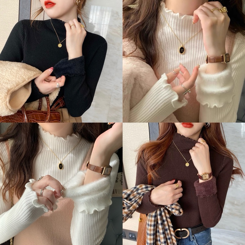 Styles Unnie  (C259) 🌷🎄 𝘒𝘢𝘻𝘶𝘮𝘪 𝘚𝘸𝘦𝘢𝘵𝘦𝘳 ☃️🍂 เสื้อคอปีนผ้าทอบุซับกันหนาว ขนาดฟรีไซส์ พร้อมส่ง 4 สี