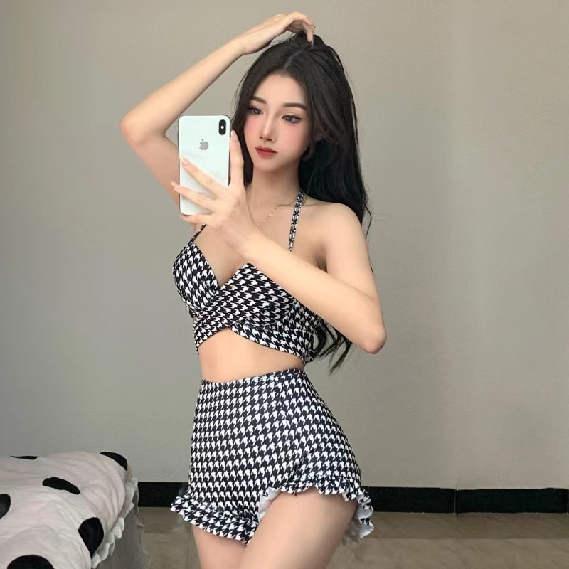 ชุดว่ายน้ำแฟชั่น ชุดทรูพิช มีฟองน้ำ เองสูง สไตล์เกาหลี ปิกินี่ ชุดว่ายน้ำผู้หญิง น่ารัก เซ็กซี่ เนื้อผ้าดี 802#