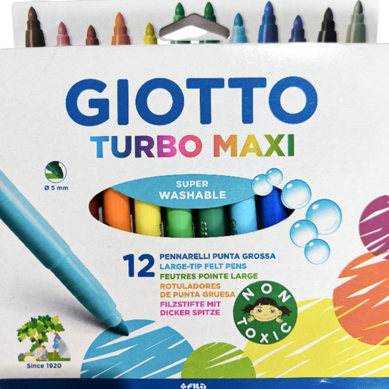 GIOTTO | ปากกาเมจิกแท่งใหญ่ 12 สี ขนาดจัมโบ้ GIOTTO Turbo Maxi Markers